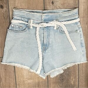 7 For All Mankind Denim Short With Braided Belt
